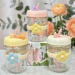 Floral glass sipper bottle
