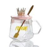 Crown glass cup with spoon