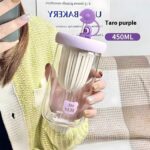 Floral glass sipper bottle